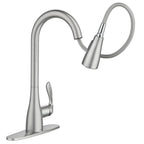Moen Georgene 87912SRS Spot Resist Stainless Single Handle Pull-down Kitchen Faucet with Sprayer Function (Deck Plate Included)