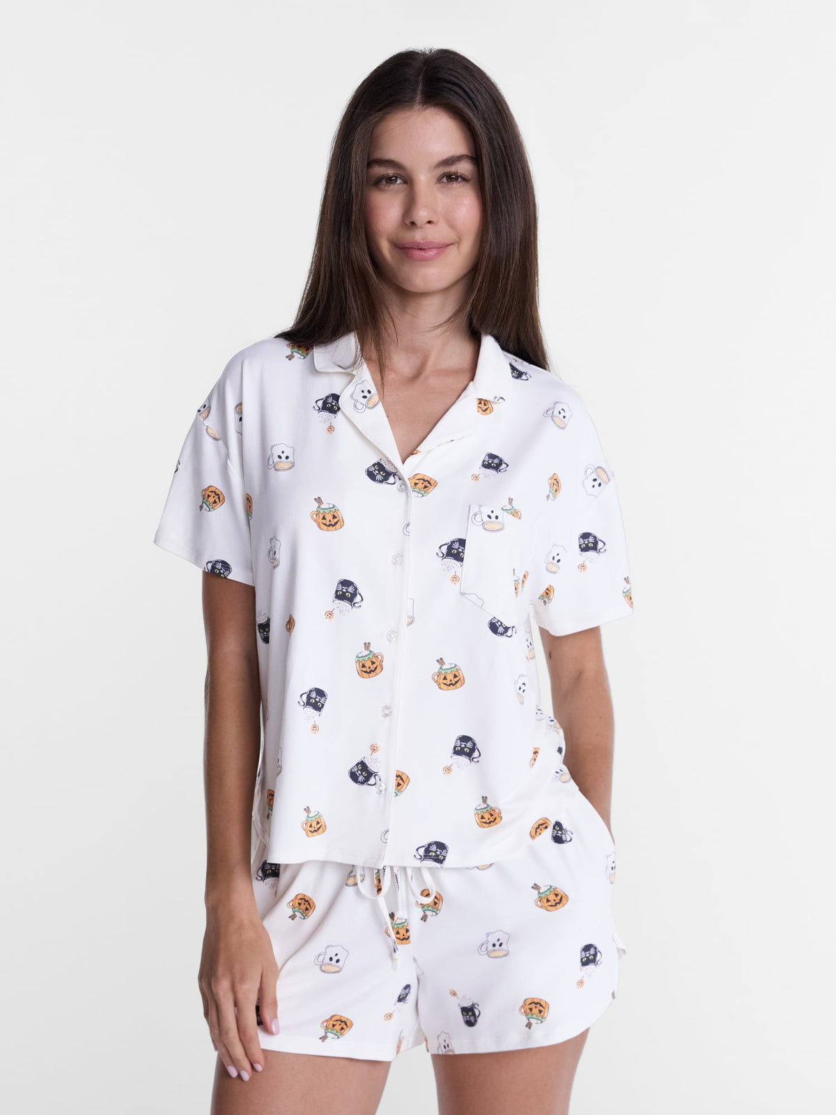 Halloween Women's Notched Top and Shorts Pajama Set from Way to Celebrate, 2-Piece