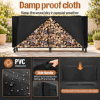 SPECSTAR 8ft Heavy Duty Indoor Outdoor Firewood Storage Log Rack with Cover Combo Set Black
