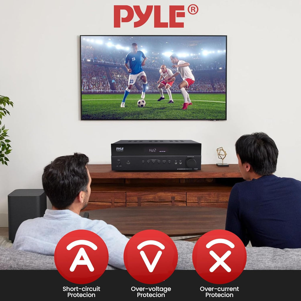 Pyle 5.2 Channel Hi-Fi Home Theater Receiver - 1000W MAX Wireless BT Surround Sound Stereo Amplifier System with 4k Ultra HD Support, MP3/USB/DAC