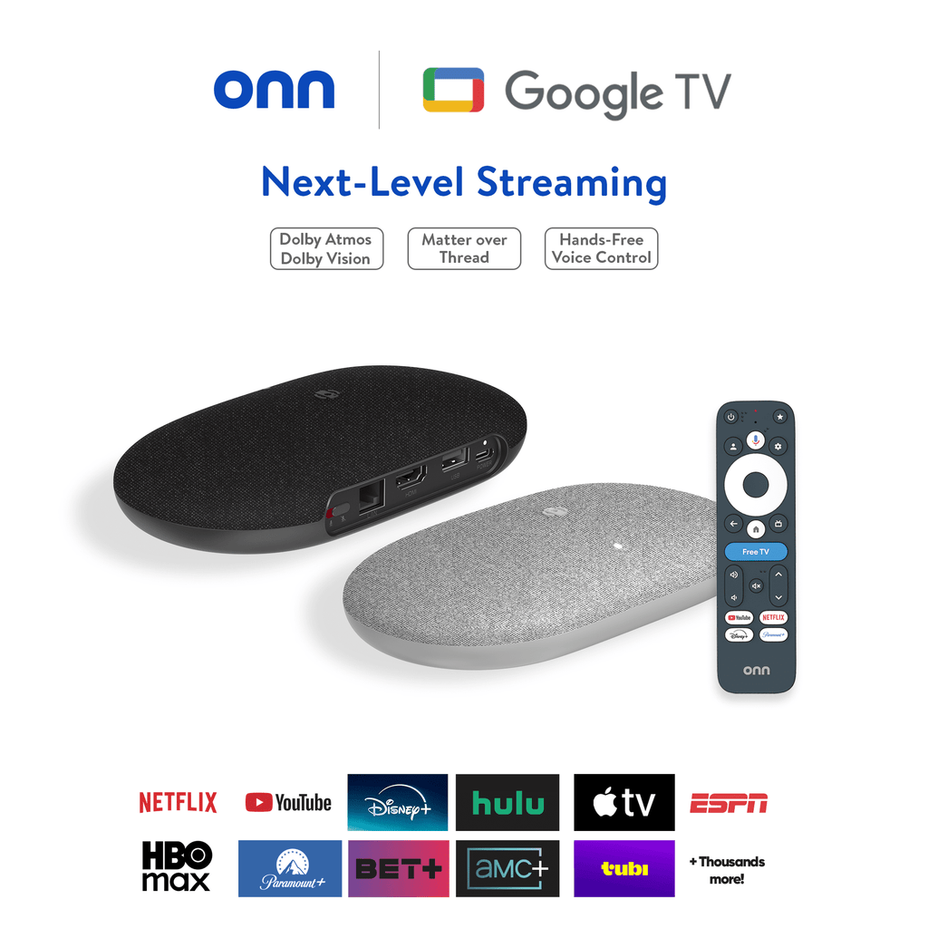 onn 4K Pro Streaming Device, Google TV with Gemini (NEW 2026 Model) - Ultra-fast Streaming, Stunning 4K UHD, 32GB Storage, 3GB RAM, Dolby Vision &