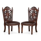 Abeena Traditional Solid Wood Side Dining Chairs, Brown Cherry, Set Of 2
