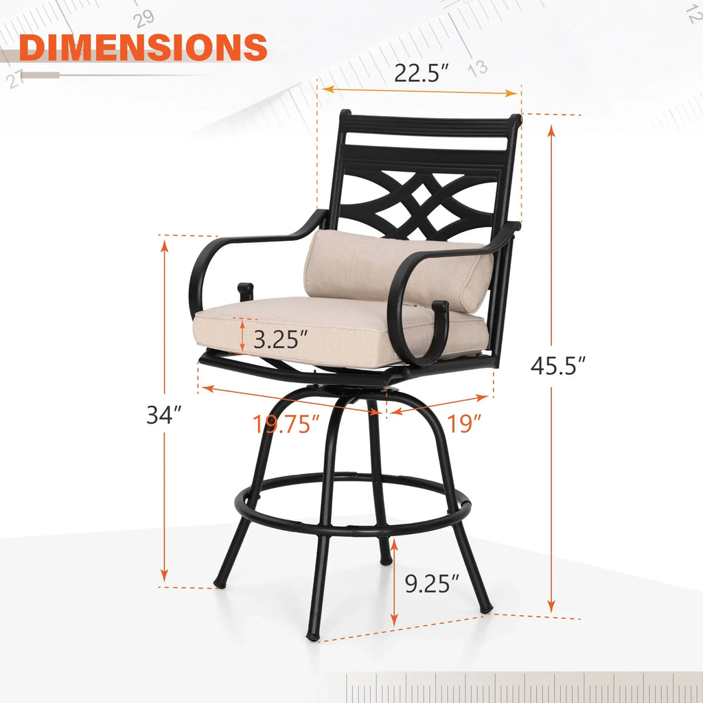 Sophia & William 2 Piece Patio Swivel Bar Stools With Cushions