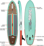 Drift Aero Inflatable Stand Up Paddle Board With Accessories, Classic Woodgrain, Adult, 10'8"