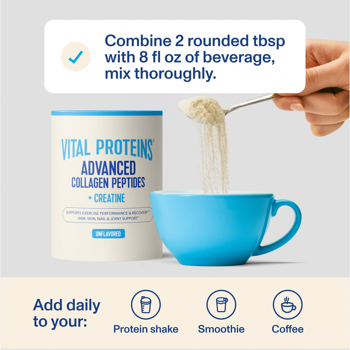 4 pack) Vital Proteins Advanced Collagen Peptides Plus Creatine Monohydrate Powder, Supports Exercise Performance & Recovery, Unflavored, 10.1 oz