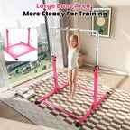 Ainfox Adjustable Kids Gymnastics Kip Bar with Pull Rings for Kids Ages 5-15 Gym Training,Pink