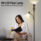 NATYSWAN Torchiere Floor Lamp for Living Room, LED Standing Reading Light for Bedroom with Glass Shade for Living Room Corner Bedroom Home Office