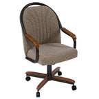 Casual Dining Swivel-Tilt Rolling Chair With Brown Fabric Upholstery