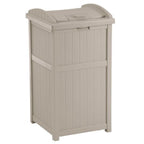 Suncast Trash Hideaway Outdoor Patio Trash Can Bin, 33 Gallon, 1 Java and 1 Taupe