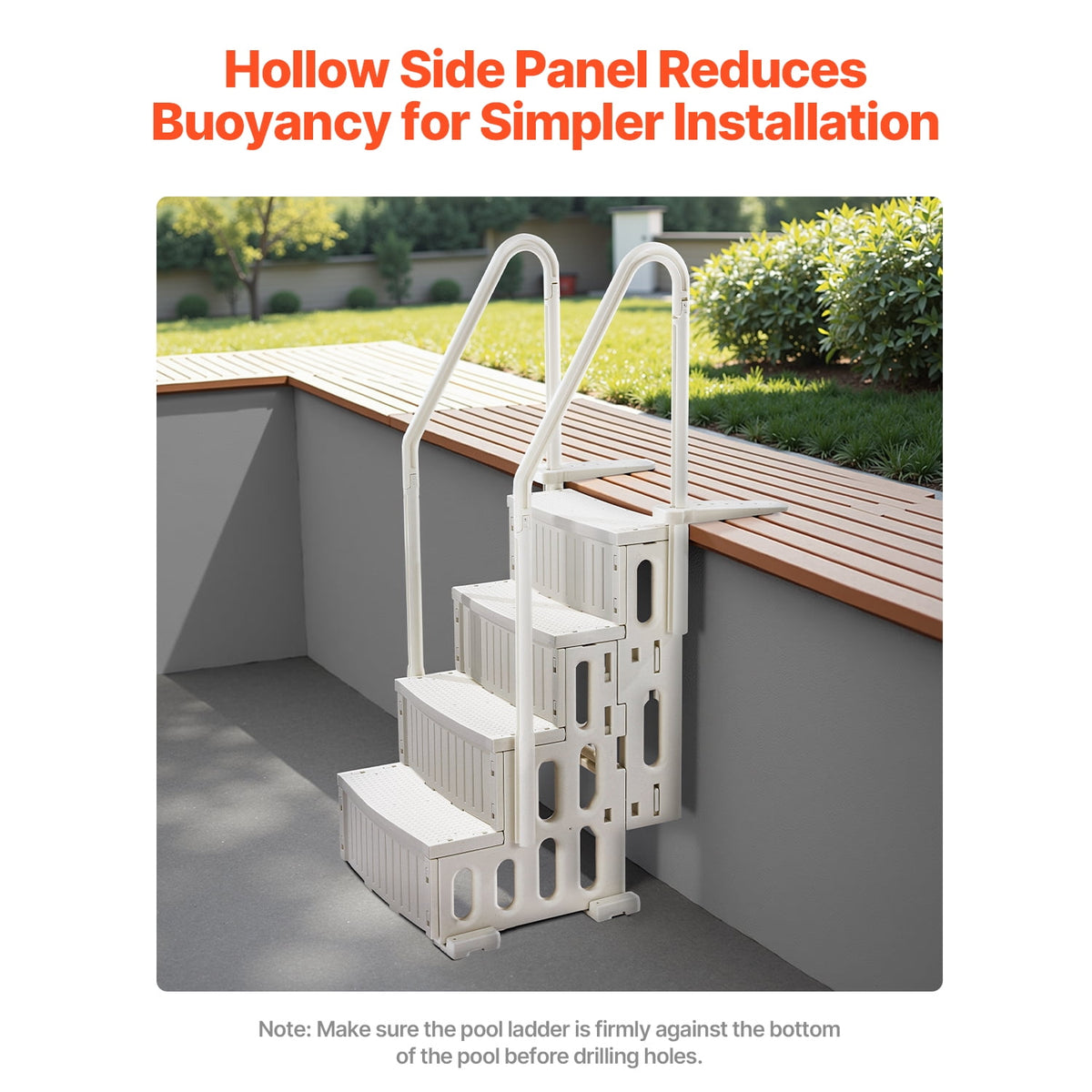 KFFKFF 4-Step Above Ground Pool Ladder, Anti-Slip Pool Steps with Dual Handrails, Supports 400 lbs, Fits 48-54" Inground & Above-Ground Pools, Creamy