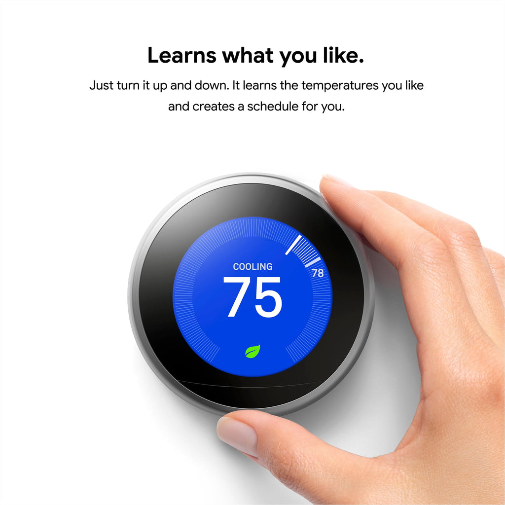 Nest Learning Thermostat, Easy Control for Every Room, Stainless Steel (3rd Gen)