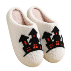 BERANMEY Halloween Slippers for Women Perfect Soft Plush Comfy Warm Slip-On Cute Womens Slippers Indoor Fluffy House Slippers for Women and Men Non-slip Fuzzy Flat Slides