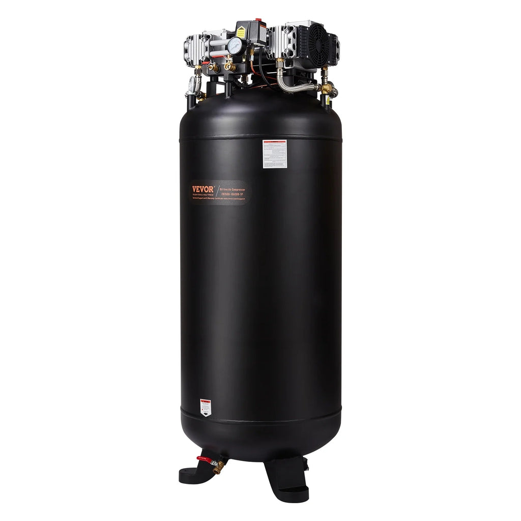 VEVOR 80 Gallon Oil-Free Air Compressor, 6.5 HP, 15.5 SCFM at 90 PSI, 145 PSI - FB3500-10A300-1P