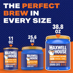 6 pack) Maxwell House Breakfast Blend Mild Roast Ground Coffee, 38.8 oz Canister