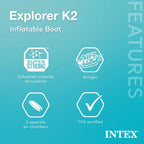 Explorer K2 Inflatable Kayak Set, 2-Person, Yellow, 400 lb Capacity - Explorer K2