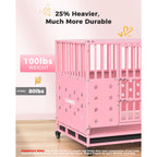 CAMMOO 48" Foldable Heavy Duty Dog Crate Cage for Large Dogs,XL Dog Kennel Indoor,4 Lockable Wheels,Widened Floor Panel,Adjustable Internal Height