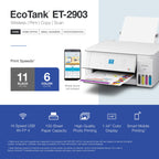 Epson EcoTank ET-2903 Wireless All-in-One Color Supertank Printer with up to 3 Years of Ink, Refillable Tanks, Perfect for Home, 11 PPM, 1.44" Color