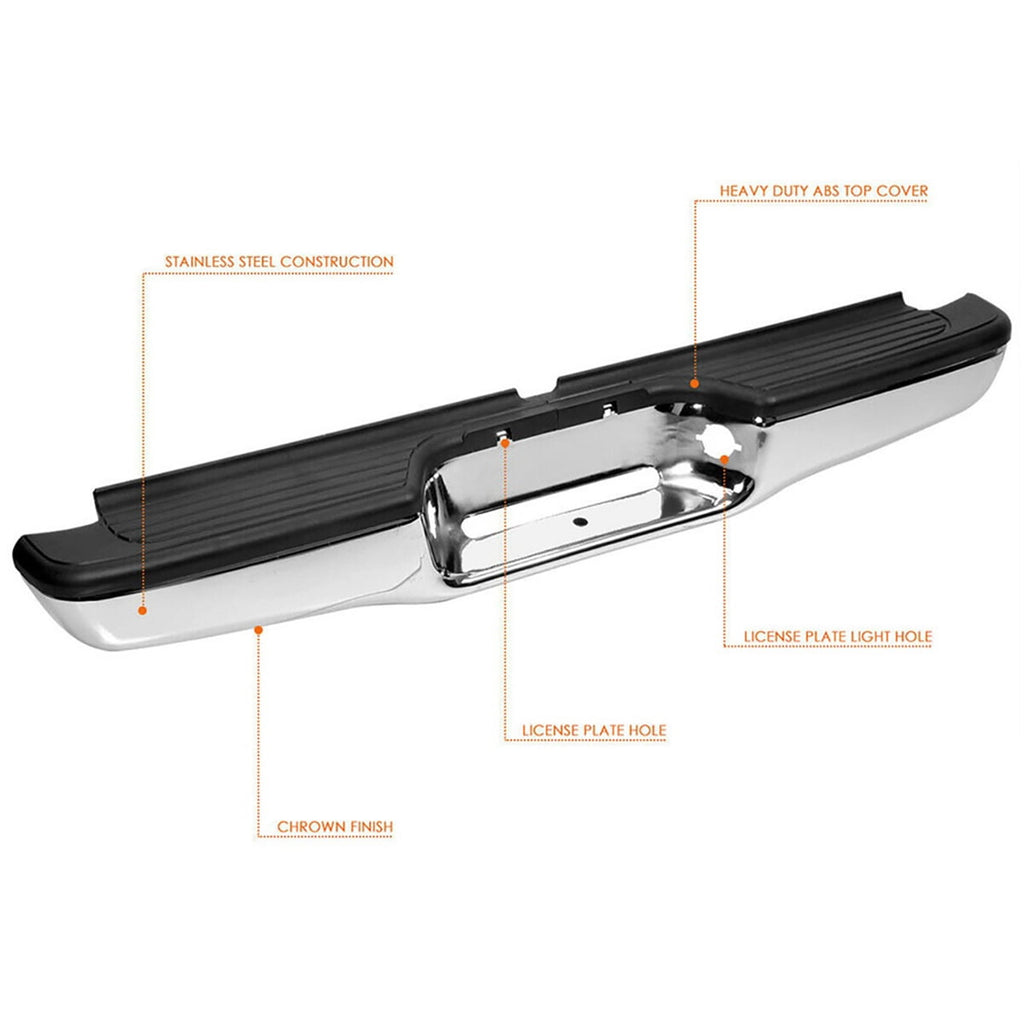 Labwork Rear Step Bumper Kit Fit for 1995-2004 Toyota Tacoma Truck Pickups, Chrome Stainless Steel
