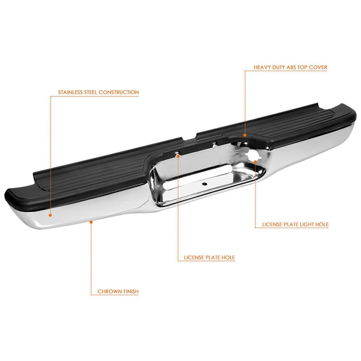 Labwork Rear Step Bumper Kit Fit for 1995-2004 Toyota Tacoma Truck Pickups, Chrome Stainless Steel