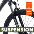 Ozark Trail Timber 27.5 in Mountain Bike, Small Frame, Fits Riders 5 ft 0 in-5 ft 6 in, Black, Adult, Unisex