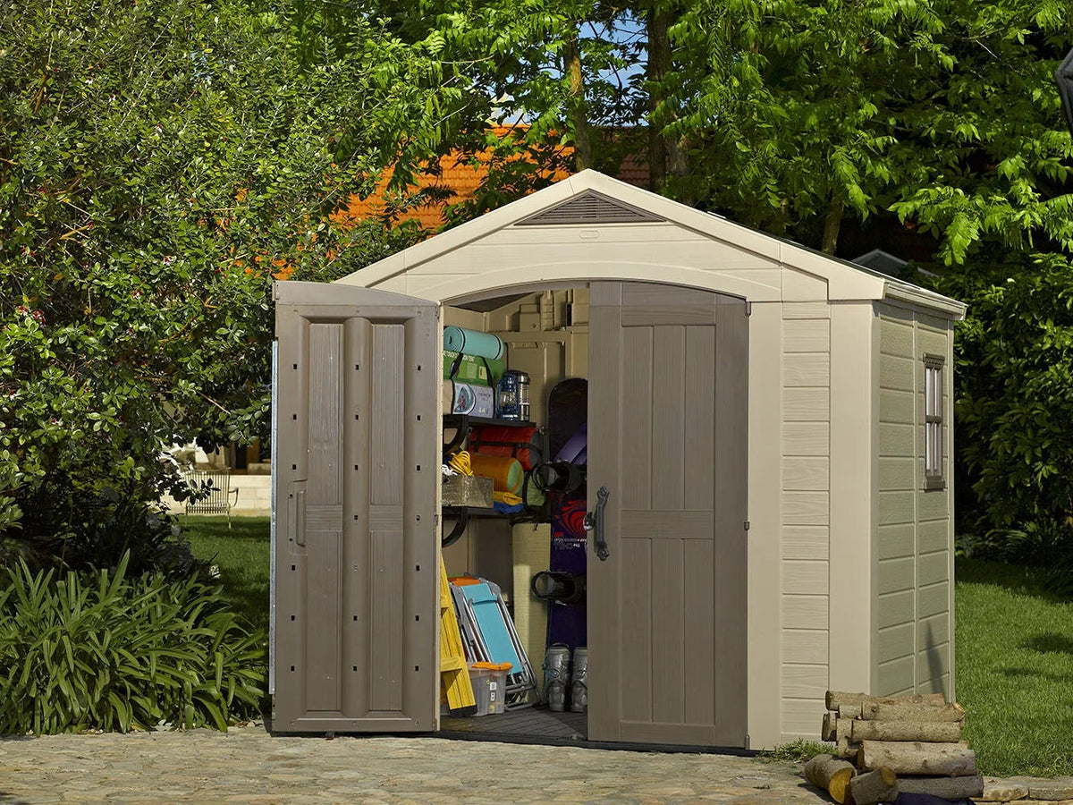 Keter Resin Outdoor Storage Shed, Taupe, 8 x 11 Foot - Factor