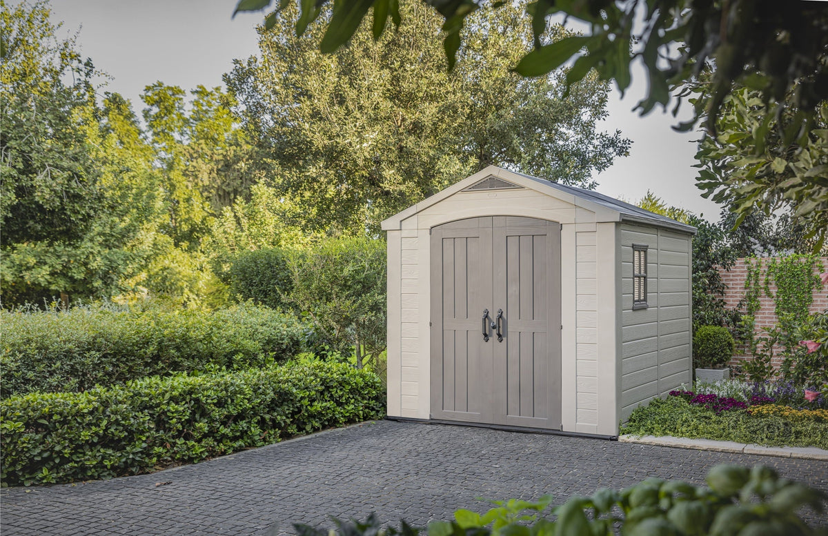 Keter Resin Outdoor Storage Shed, Taupe, 8 x 11 Foot - Factor