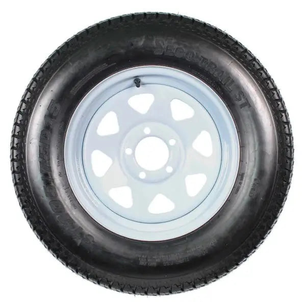 Trailer Tire & Wheel Combo ST205/75D15 Load Range C White Spoke Rims 2-Pack