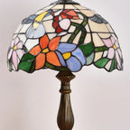 Tiffany Style Stained Glass Hummingbird Table Lamp 12in Shade, 18in Tall