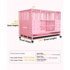 CAMMOO 48" Foldable Heavy Duty Dog Crate Cage for Large Dogs,XL Dog Kennel Indoor,4 Lockable Wheels,Widened Floor Panel,Adjustable Internal Height