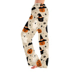 Fabrcox Halloween Womans Pajama Pants Ghost Pumpkin Candy Sleep Pants Women Fall Winter Festival Soft Lounge Pants for Women Khaki S