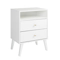 Prepac Milo 2-Drawer Tall Nightstand With Open Shelf, White