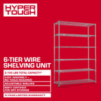 Hyper Tough 6-Tier Wire Shelving Unit, Chrome, Heavy-Duty Storage