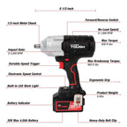 Hyper Tough 20V Max Brushless 1/2 in High-Torque Cordless Impact Wrench with 4 Ah Lithium-Ion Battery and Charger