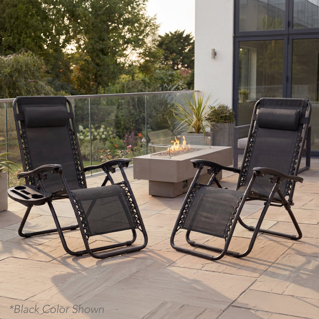 Best Choice Products Set of 2 Zero Gravity Lounge Chair Recliners for Patio, Pool w/ Cup Holder Tray - Gray