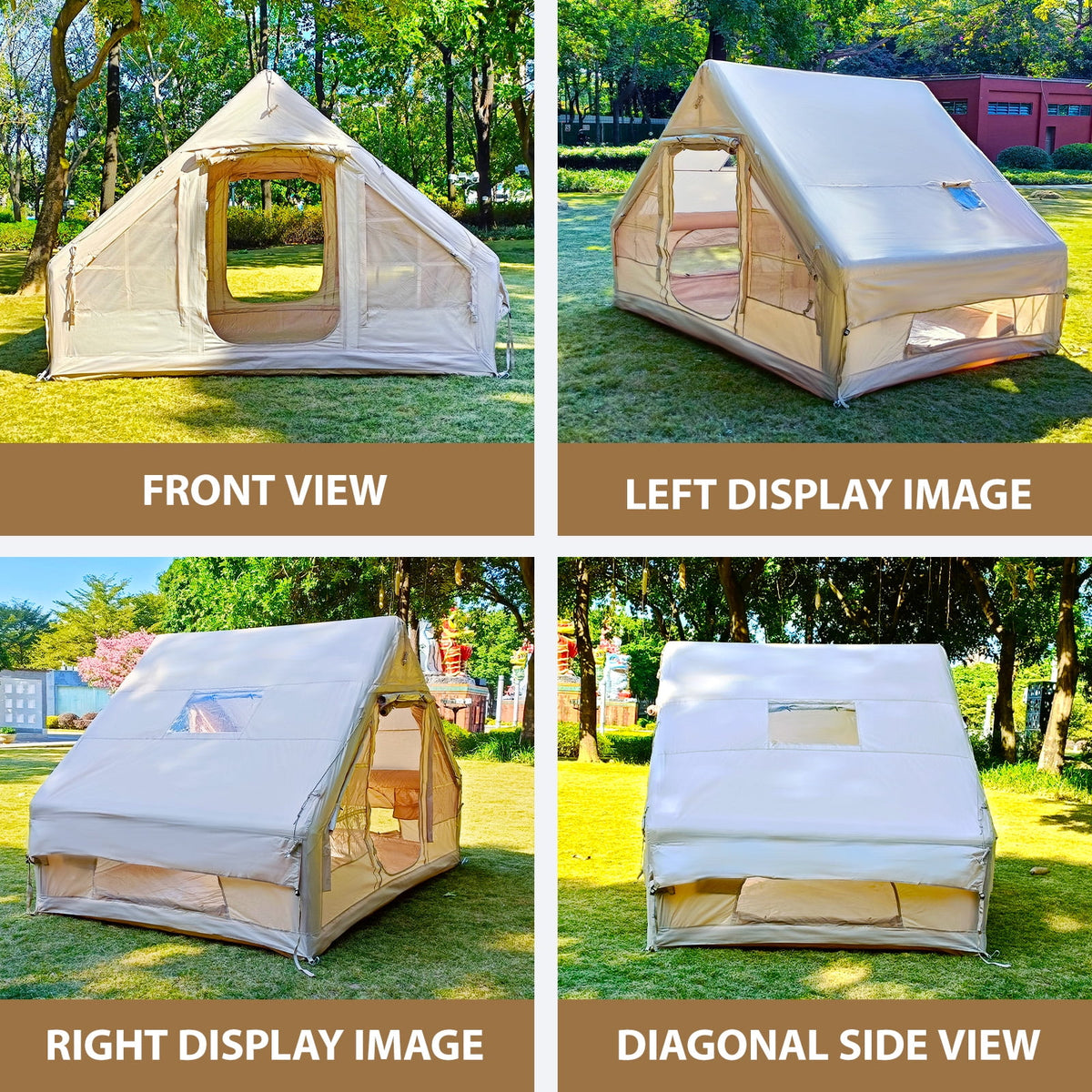 4-6 People for Camping Inflatable Tent, Glamping Tent with Stove Jack , 4 Seasons available Waterproof Blow Up Tent