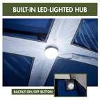 Ozark Trail 8 ft x 7 ft 4-Person Instant Cabin Tent with LED Lighted Hub, Blue/Gray, 19 lb