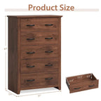 5-Drawer Storage Cabinet, 31 x 17 x 47 in, MDF - Dark Grey, Walnut, Or White