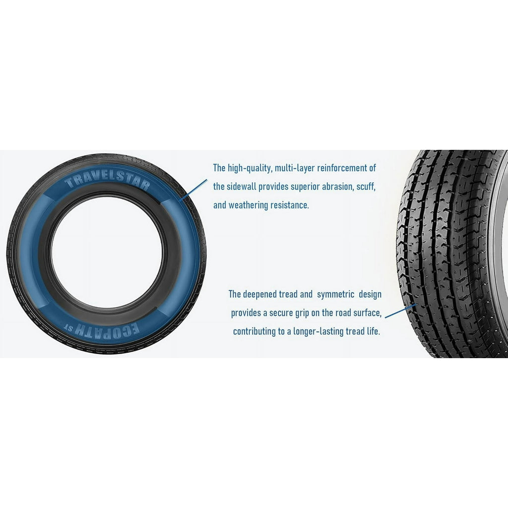 Travelstar Ecopath ST ST205/75R15 111/106M 10Ply Load Range E Radial Trailer Tire ST205/75/15 (Tire Only)