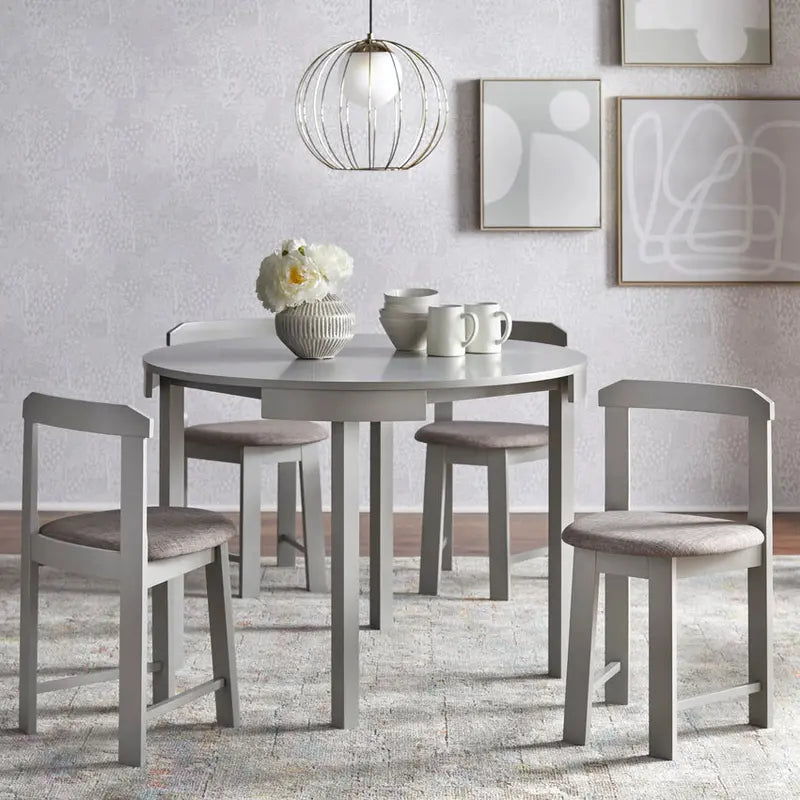 Tobey Harrisburg 5-Piece Round Dining Set, Table 29.6H x 41.3W x 41.3D, Chair 28.75H x 16.5W x 16.5D