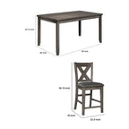7-Piece Dining Set With Lattice-Back Chairs - Dark Gray Wood Frame & Polyester Upholstery