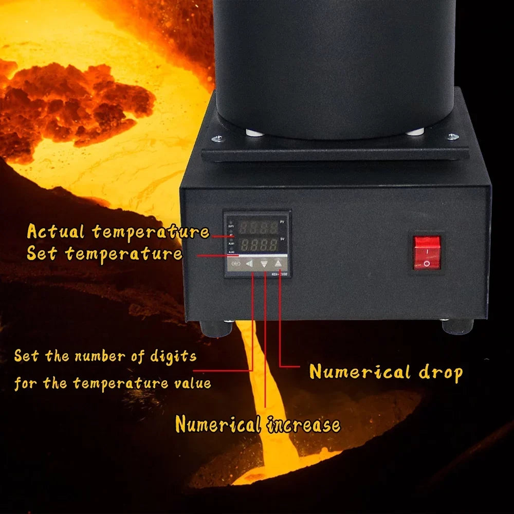 SHANGNIULU Digital Gold Melting Furnace, 2KG, 1400W, 110V With Graphite Crucible