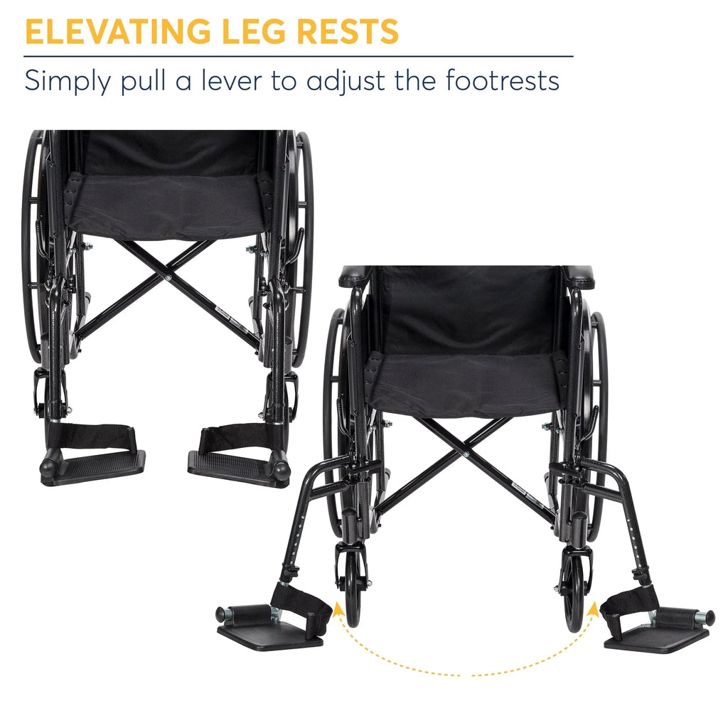 Drive Medicals Silver Sport 1 Wheelchair With Full Arms And Swing Away Removable Footrest - Silver Sport 1