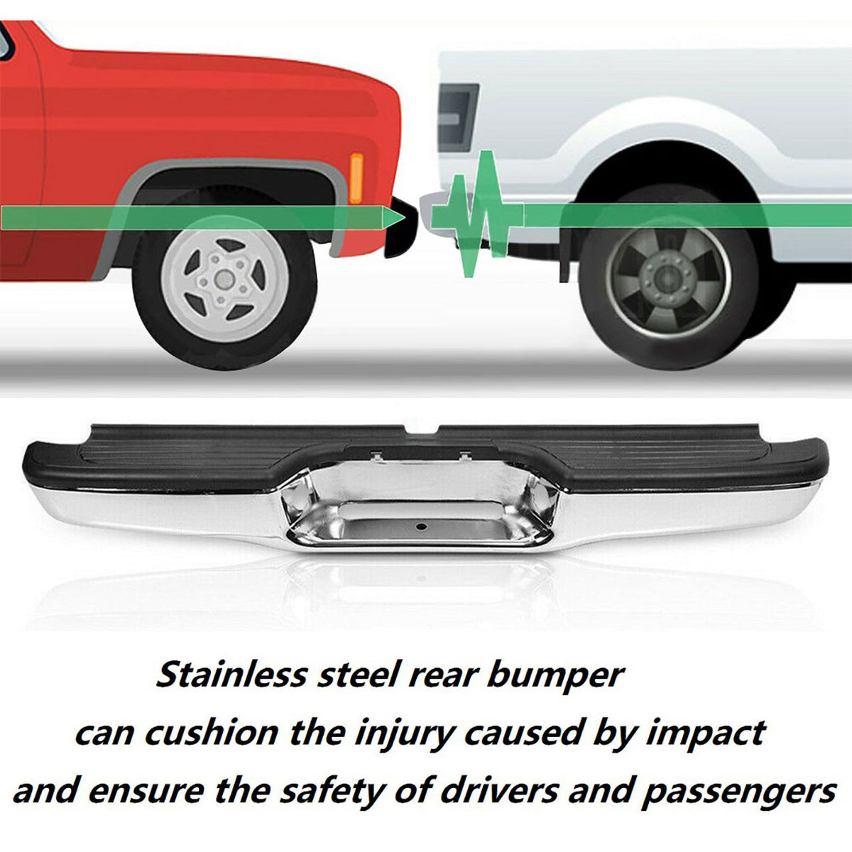 Labwork Rear Step Bumper Kit Fit for 1995-2004 Toyota Tacoma Truck Pickups, Chrome Stainless Steel