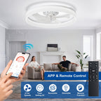 Depuley 20" White Flush Mount Ceiling Fan with Light - Low Profile, App & Remote Control, 6-Speed Quiet DC Motor, Dimmable LED for Bedroom