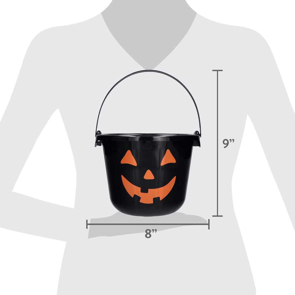 Light-Up Jack-o'-Lantern Trick-or-Treat Bucket, Black, 6.5", Halloween by Way To Celebrate