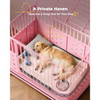CAMMOO 48" Foldable Heavy Duty Dog Crate Cage for Large Dogs,XL Dog Kennel Indoor,4 Lockable Wheels,Widened Floor Panel,Adjustable Internal Height