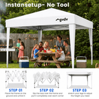 GVDV 10x10 Pop Up Canopy Tent, Instant Straight Leg Canopy, Outdoor Shading Shelter, White