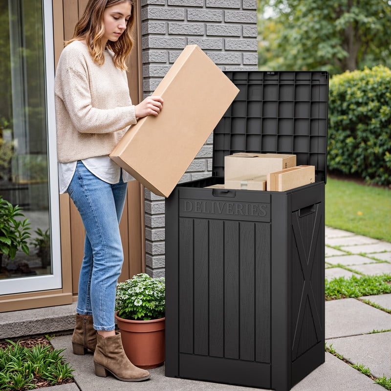 Homall 53 Gallon Package Delivery Boxes, Waterproof Outdoor Resin Mailbox for Packages With Lockabla Lid, Outdoor Storage Parcel Box for Outside