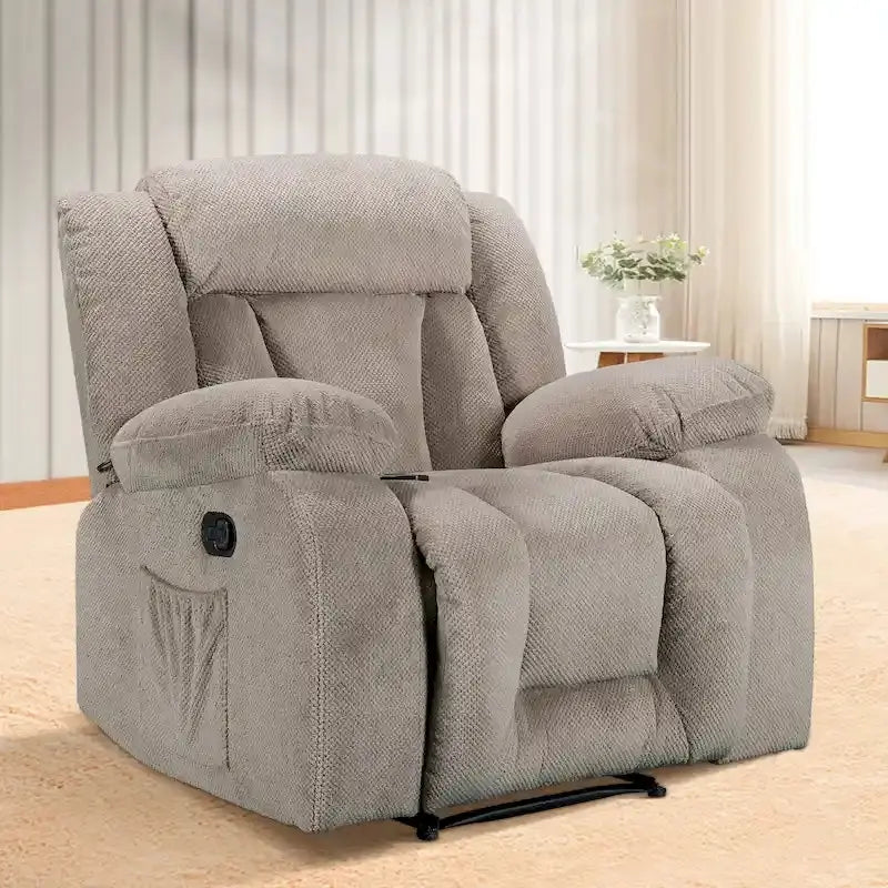 Heated Massaging Recliner Chair, 65L x 37W x 41H