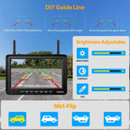 Xroose Magnetic Solar Wireless Backup Camera 7''HD 1080P Monitor No Drilling 2-Min Installation IR Night Vision Waterproof Rear View Camera